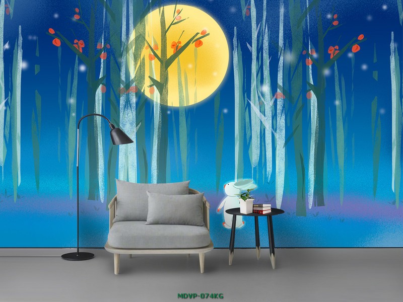 Tranh núi rừng và trăng - Chu thỏ trông trăng MDVP-074KG